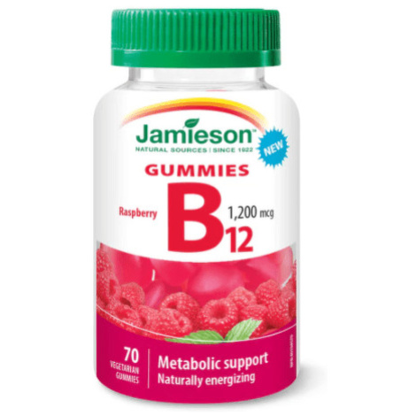 JAMIESON Vitamín B12 gummies želatínové pastilky s malinovou príchuťou 70 ks