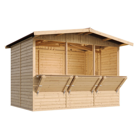 Timbela PREDAJNÝ STÁNOK z dreva, tri okná - 200x300/6 m2 - M150A