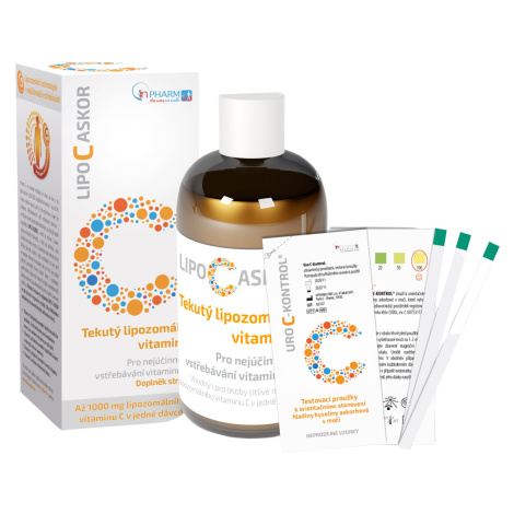 LIPO C ASCOR sirup 1x + testovacie prúžky 4 ks, vitamín C s lipozomálnym vstrebávaním 136 ml