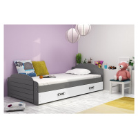 Expedo Detská posteľ DOUGY P2 + matrac + rošt ZADARMO, 90x200, grafit+biela