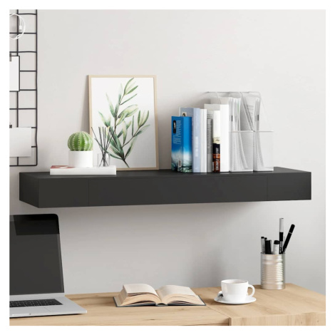 vidaXL Plávajúca nástenná polica so zásuvkou čierna 80x25x8 cm