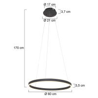 LED závesné svietidlo Ringlux Ø 60 cm 2-pl. čierna