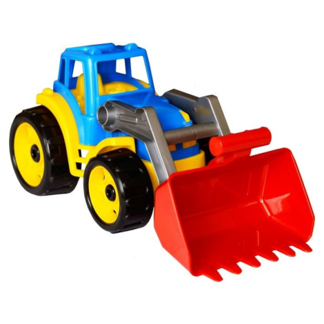 Traktor modrý s prednou červenou lyžicou Teddies