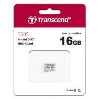 Karta TRANSCEND MicroSDHC 16GB 300S, UHS-I U1, bez adaptéra