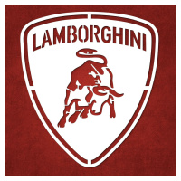 Drevené logo auta - Lamborghini, Biela
