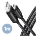 AXAGON BUMM-AM10AB, HQ Cable Micro USB <-> USB A, 1m, USB 2.0, 2.4A, ALU, braid, Black