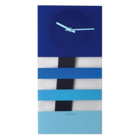 Bold Stripes kyvadlové nástenné hodiny Nextime modré 38x19cm