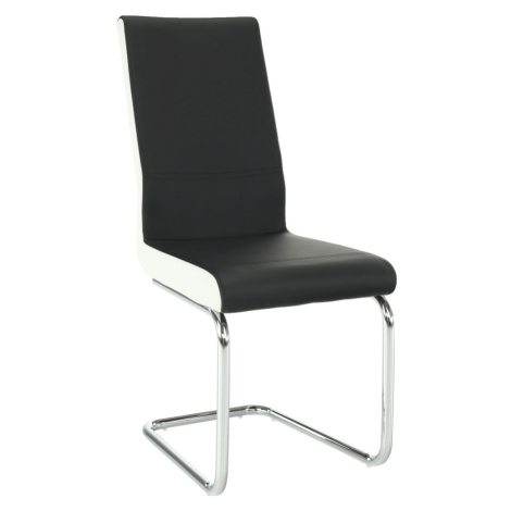 Jedálenská stolička, ekokoža čierna, biela/chróm, NEANA Tempo Kondela