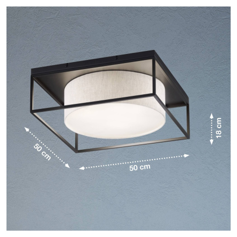 Stropné svietidlo Carre 50x50cm látkové tienidlo biele