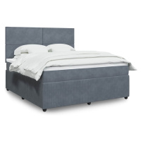 vidaXL Posteľný rám boxspring s matracom tmavosivý 180x200 cm zamat