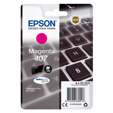 Epson 407 C13T07U340 purpurová (magenta) originální cartridge