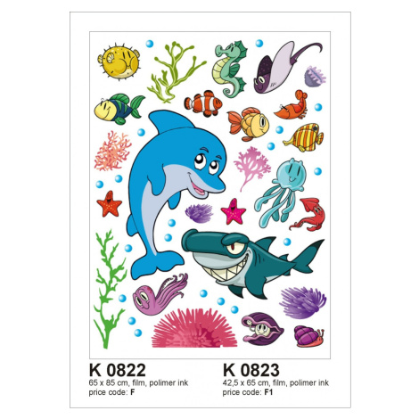 K 0822 AG Design Samolepiace dekorácie - samolepka na stenu - Dolphin big, veľkosť 65 cm x 85 cm