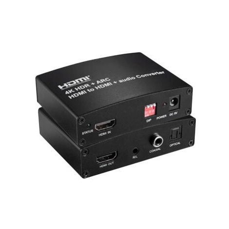 PremiumCord HDMI2.0 Repeater+Audio extractor 4Kx2K@60Hz s oddelením audia, stereo jack, Toslink,