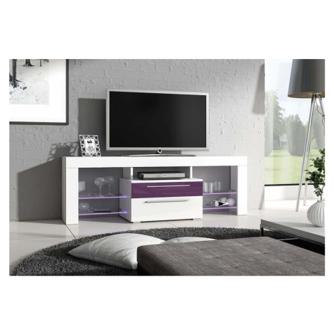 Expedo TV stolík STANLEY Plus, biela/fialový lesk
