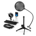 Auna MIC-900WH-LED V2, trojdielna USB mikrofónová sada, kondenzátorový mikrofón + pop-filter + s