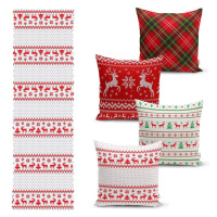 Súprava 4 vianočných obliečok na vankúš a behúň na stôl Minimalist Cushion Covers Nordic Knit