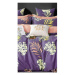 Fialové predĺžené štvordielne bavlnené obliečky na dvojlôžko s plachtou 200x220 cm Leaves – Mila