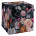 Dekoria Taburetka tvrdá, kocka, farebné kvety na tmavom pozadí, 40 x 40 x 40 cm, Gardenia, 161-0