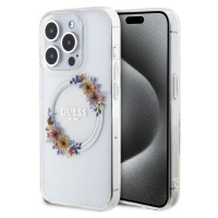 Guess Flowers Glossy Kryt s MagSafe pre iPhone 13 Pro, Transparentný