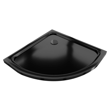 MEXEN/S - Flat sprchová vanička štvrťkruhová slim 80 x 80 cm, černá + čierny sifón 41708080B