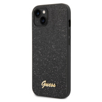 Plastové puzdro Guess na Apple iPhone 14 GUHCP14SHGGSHK Glitter Flakes Metal Logo čierne