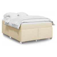 vidaXL Posteľný rám boxspring s matracom krémový 160x200 cm látka