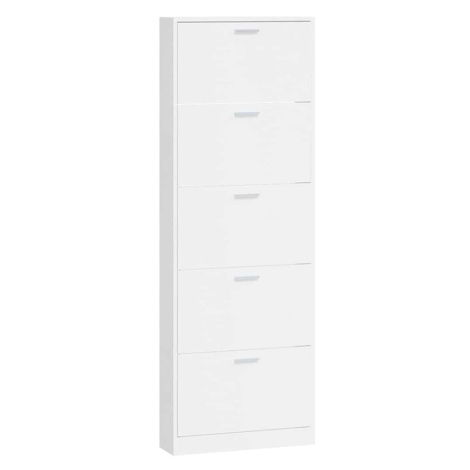 vidaXL Botník lesklý biely 59x17x169 cm spracované drevo