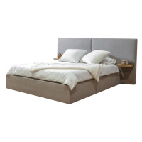 Svetlosivá čalúnená dvojlôžková posteľ s úložným priestorom s roštom 160x200 cm Blandine – Boboc