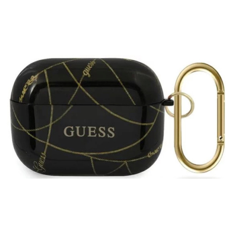Púzdro Guess AirPods Pro cover black Gold Chain Collection (GUACAPTPUCHBK)