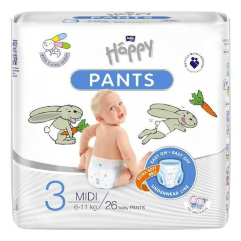 BELLA HAPPY Pants Midi detské plienkové nohavičky (6-11 kg) 26 ks