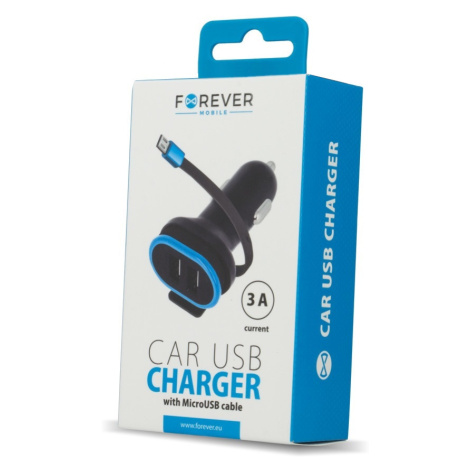 Auto nabíjačka Forever CC-02 2xUSB 3A s káblom micro-USB čierna