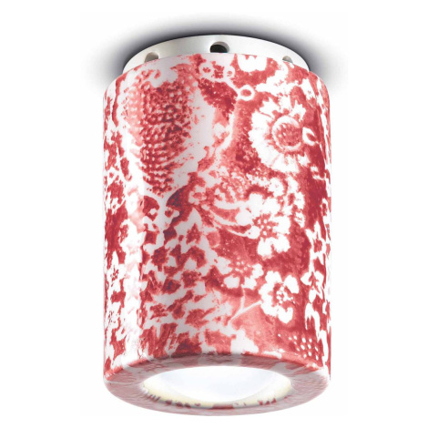 PI stropné svietidlo, kvetinový vzor, Ø 8,5 cm červená / biela Ferro Luce