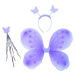 Motýlie krídla fialová s čelenkou a paličkou