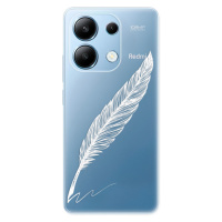 Odolné silikónové puzdro iSaprio - Writing By Feather - white - Xiaomi Redmi Note 13