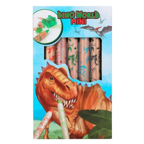 Súprava pasteliek Dino World Mini, 5 pasteliek, 1 strúhadlo