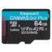 HW Kingston pamäťová karta 64GB Canvas Go Plus micro SDXC 170R A2 U3 V30 + SD adaptér