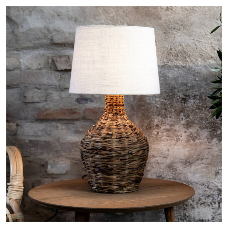 Stolová lampa Paglia, prírodná/biela, ratan/juta, výška 58 cm