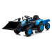mamido Detský elektrický traktor s radlicou a prívesom modrý