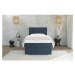 Tmavomodrá čalúnená jednolôžková posteľ s úložným priestorom s roštom 90x200 cm Bunny – Ropez