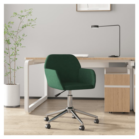 vidaXL Otočná kancelárska stolička tmavozelená zamatová