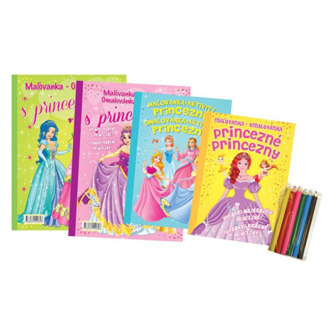 Foni Book Omaľovánky a aktivity Princezny 4 ks s pastelkami Teddies