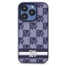 DKNY PU Leather Checkered Pattern and Stripe Zadný Kryt pre iPhone 15 Pro Blue