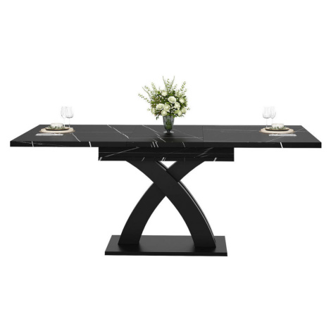 Modfu ROZKLADACÍ jedálenský stôl z MDF a kovu 160x80x76 cm čierny s X-konštrukciou a skrytým výs