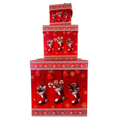 TORO Darčeková krabička so stuhou TORO set 3ks červené vianoce