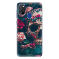 Odolné silikónové puzdro iSaprio - Skull in Roses - Samsung Galaxy M21