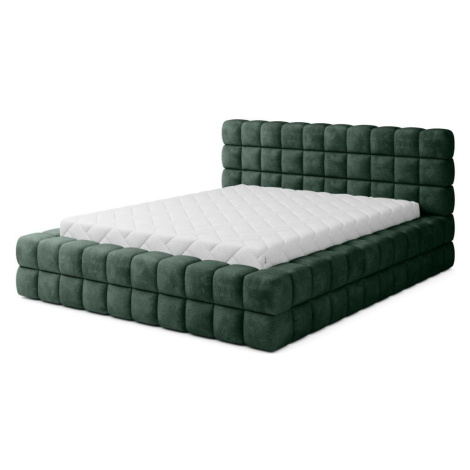 Tmavozelená čalúnená dvojlôžková posteľ s úložným priestorom s roštom 180x200 cm Dizzle – ELTAP