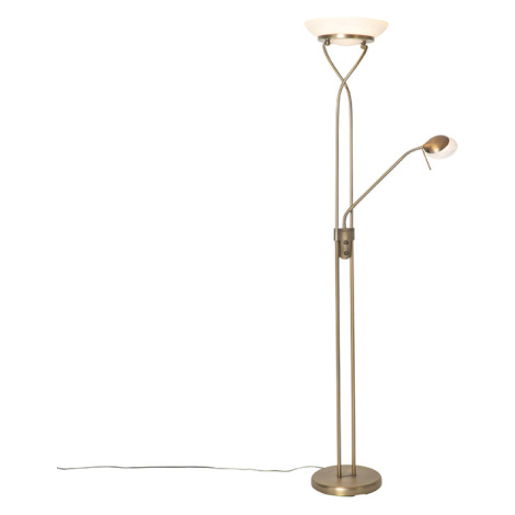 Stojatá lampa bronzová vrátane LED a stmievača s lampou na čítanie - Empoli QAZQA
