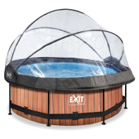 Bazén s krytom a filtráciou Wood pool Exit Toys kruhový oceľová konštrukcia 244*76 cm hnedý od 6