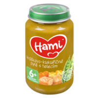 HAMI Príkrm mäsovo-zeleninový Pyré hráškovo-kukuričnés teľacím mäsom (200 g)