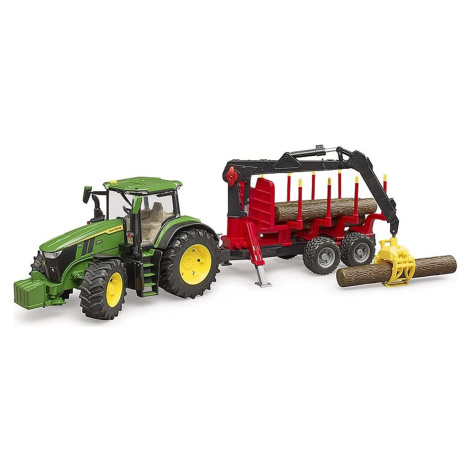 Bruder 3154 John Deere 7R 350 s lesníckym prívesom a 4 kmene 1:16 Brüder Mannesmann